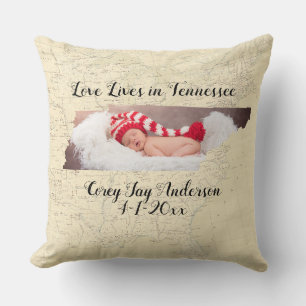 Coussin Ancienne Carte L'Amour Vit Dans Le Tennessee Photo