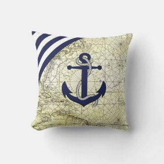 Coussin Ancienne carte marine/ancre/navire