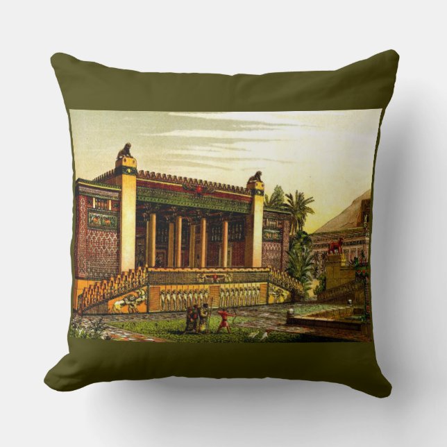 Coussin ancienne impression de Persépolis (Recto)