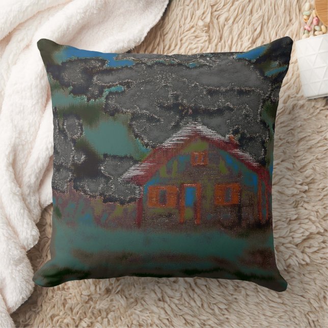 Coussin Ancienne maison de ville en déplacement foncé et h (Couverture)