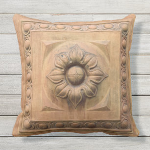 Coussin Ancienne plaque florale de terre cuite italienne,