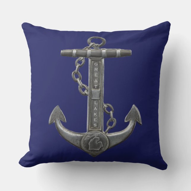 Coussin Ancrage des Grands Lacs MICHIGAN nautique (Recto)