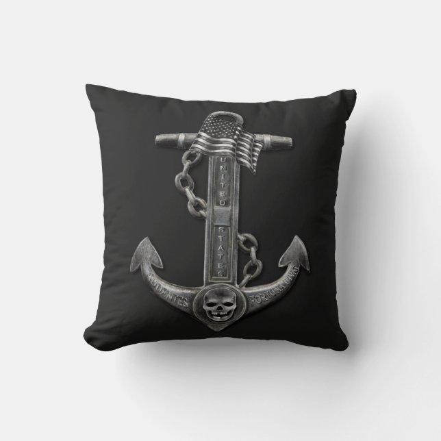 Coussin Ancrage du drapeau américain patriotique pirate na (Recto)