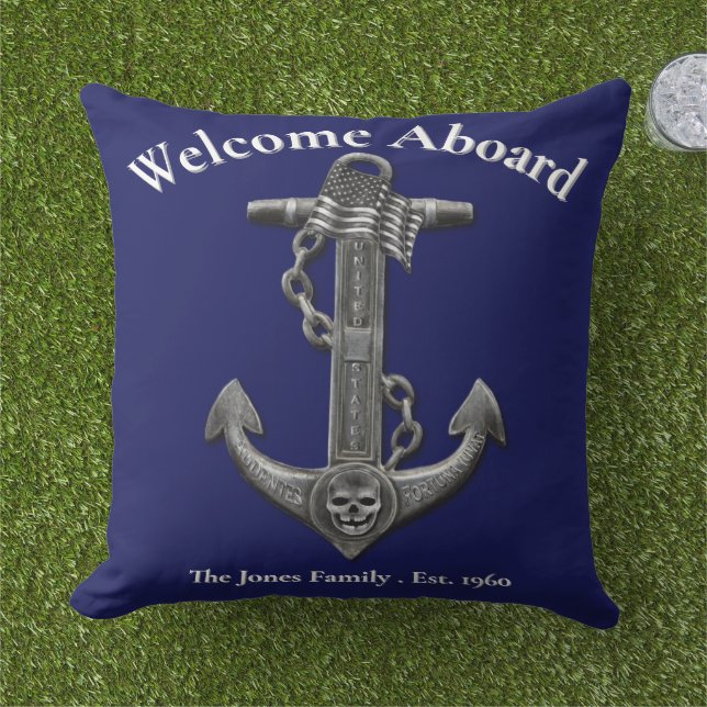 Coussin Ancrage en détresse nautique drapeau américain per (Herbe)