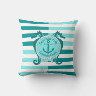 Coussin Ancrage nautique/noeud/hippocampe/chaud Aqua Maine
