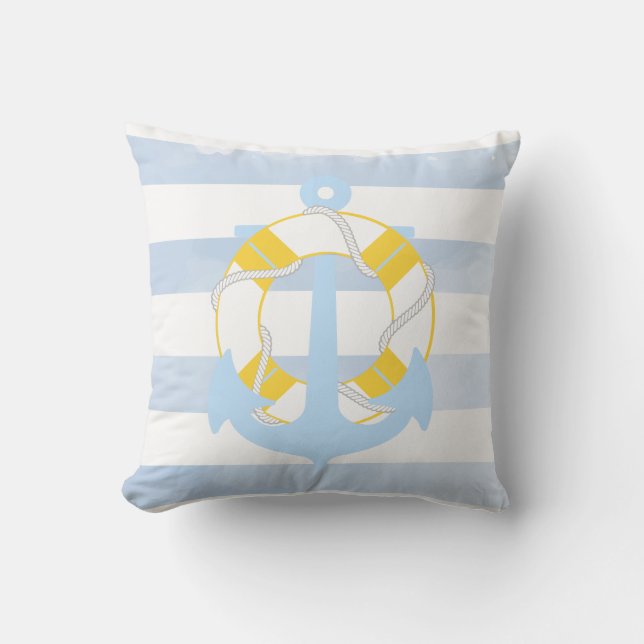 Coussin Ancrage PixDezines/nautique/océan/vague/aquarelle (Recto)