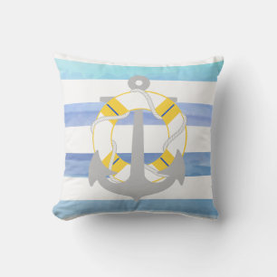 Coussin Ancrage PixDezines/nautique/océan/vague/aquarelle