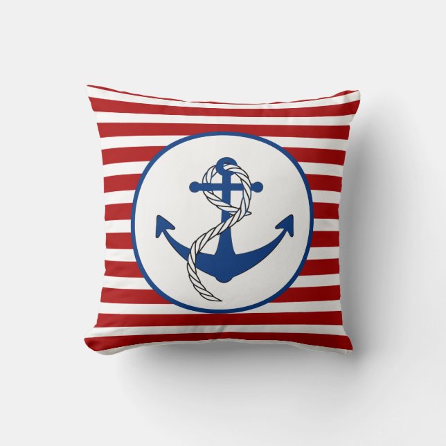 Coussin Ancre à thème nautique (Recto)