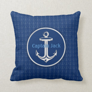 Coussin Ancre blanche Motif des Ancres bleues de la marin
