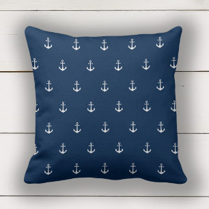 Coussin Ancre blanche nautique de couleurs faites sur