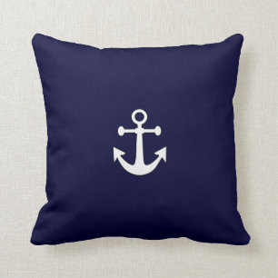 Coussin Ancre blanche nautique sur l'oreiller à lancer de