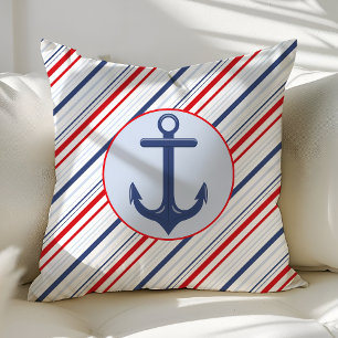 Coussin Ancre Bleu et Red Stripes de la marine nautique