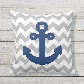 Coussin Ancre bleu marine gris clair