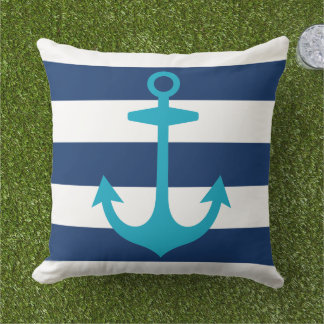 Coussin Ancre Bleue des Caraïbes nautiques avec bandes mar