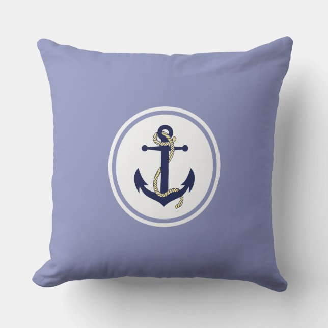 Coussin Ancre & corde, ancre de Seaman, emblème nautique (Recto)
