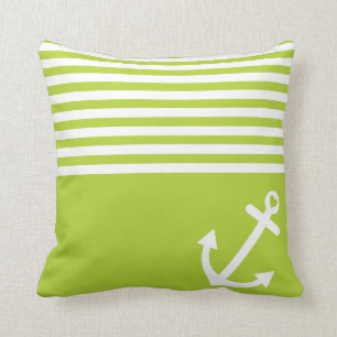 Coussin Ancre d'amour de vert de chaux nautique