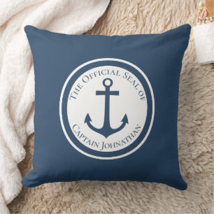 Coussin Ancre de bateau nautique Nom du capitaine
