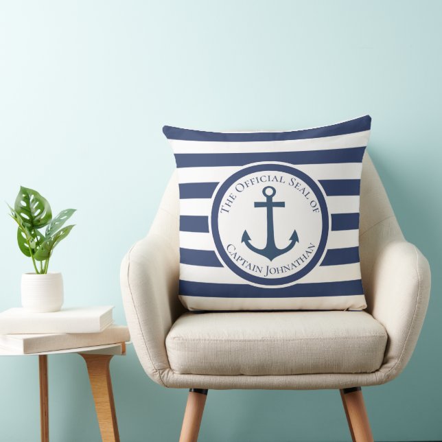 Coussin Ancre de bateau nautique triée sur mesure Nom du c (Chaise)