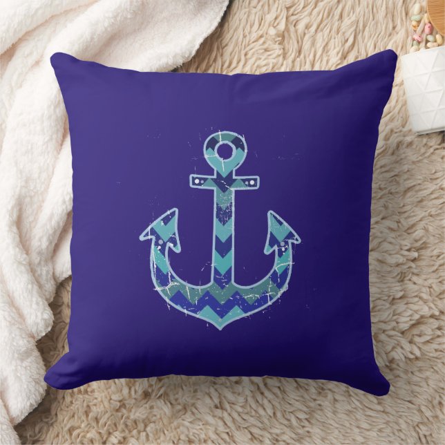 Coussin ancre de chevron nautique très décorative (Couverture)