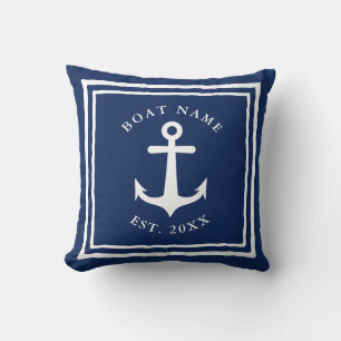 Coussin Ancre de navire Nom du bateau personnalisé Marine 