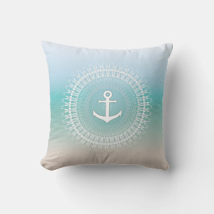 Coussin Ancre Et Mandala Maritime Moderne