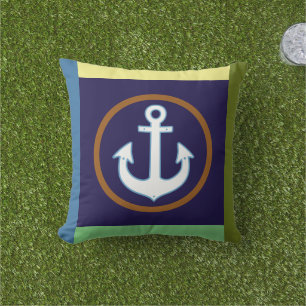 Coussin ancre marine géométrique