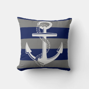 Coussin Ancre marine, Gris et Bleu