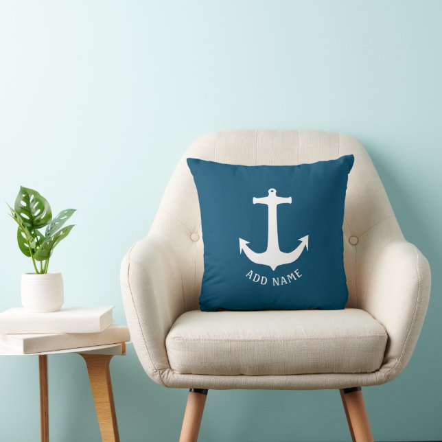 Coussin Ancre marine minimaliste bleu océan (Chaise)
