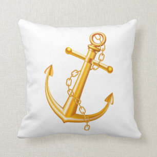 Coussin Ancre marine Ocean Beach Gold