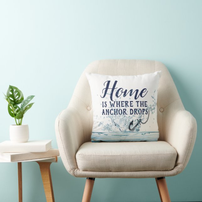 Coussin Ancre Nautionique Éclaboussure d'Eau avec Citation (Chaise)