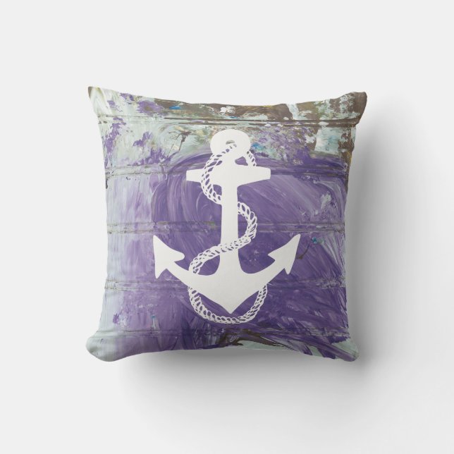Coussin ANCRE nautique abstraite + ROPE à deux côtés | (Recto)