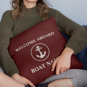 Coussin Ancre Nautique Accueil À Bord Rouge Profond