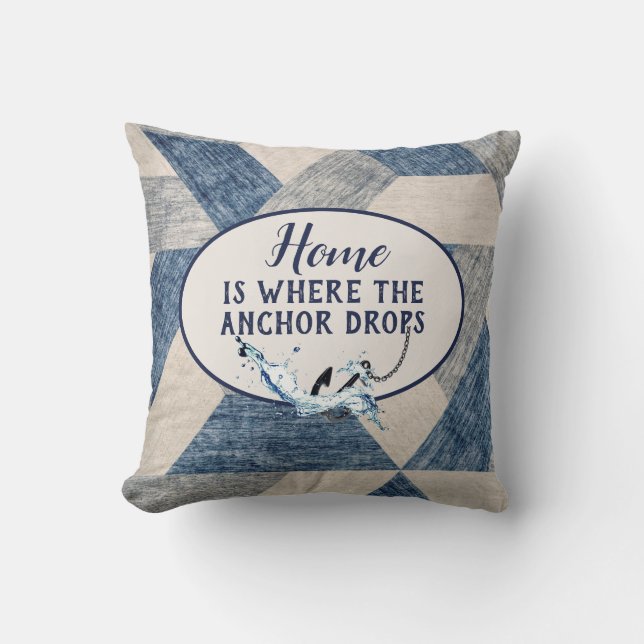 Coussin Ancre Nautique Avec Citation (Recto)
