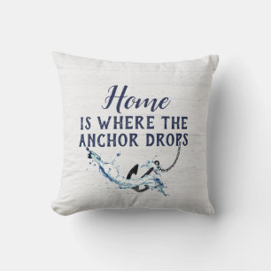 Coussin Ancre Nautique Avec Citation Sur Bois