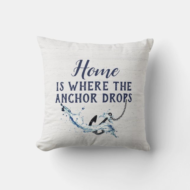 Coussin Ancre Nautique Avec Citation Sur Bois (Recto)