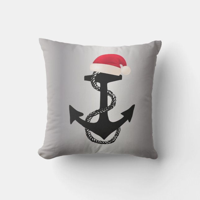 Coussin Ancre nautique avec SANTA HAT | (Recto)
