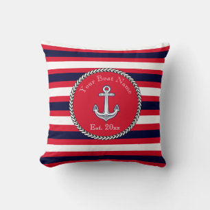 Coussin Ancre nautique Bleu Blanc Bleu Bleu Bleu Rouge Lan