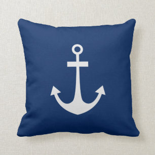 Coussin Ancre nautique bleue