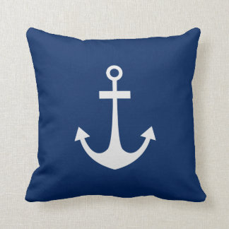 Coussin Ancre nautique bleue