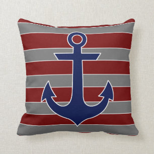 Coussin ancre nautique de marine avec les rayures rouges