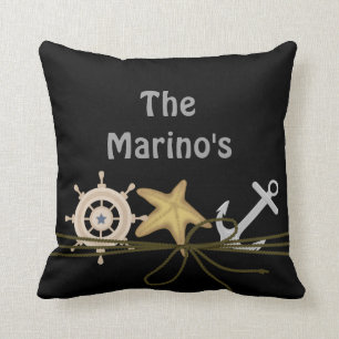 Coussin Ancre NAUTIQUE FAITE SUR COMMANDE NOIRE d'ÉTOILES