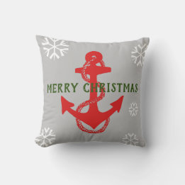 Coussin Ancre nautique + FLAKES DE NEIGE avec MERRY CHRIST