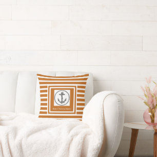 Coussin Ancre Nautique personnalisée Dk Burnt Orange