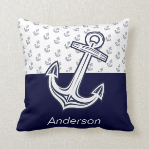 Coussin Ancre nautique personnalisée Salle de bain bleu ma