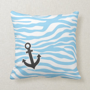 Coussin Ancre nautique; Poster de animal Bébé bleu Zèbre