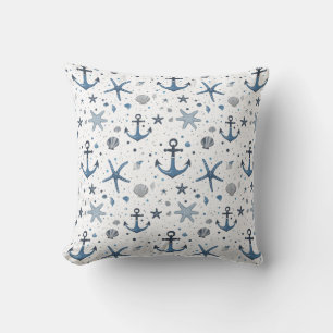 Coussin Ancre nautique Starfish BleuOreiller à lancer blan