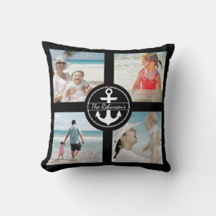 Coussin Ancre personnalisée Collage photo noir