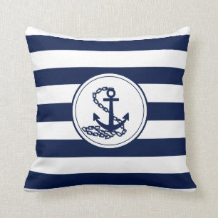 Coussin Ancre Sur La Bleue Nautique Et Bleue Blancs