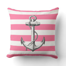 Ancre sur motif rayé rose nautique mignon