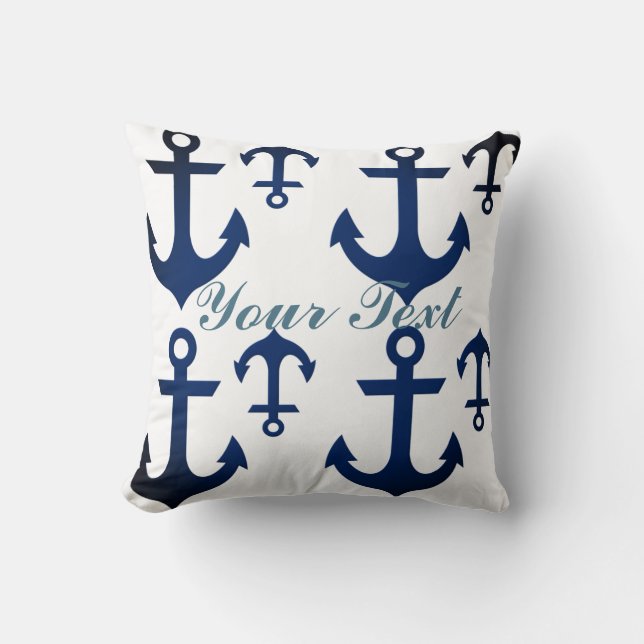 Coussin Ancres Ahoy Nautical (Recto)